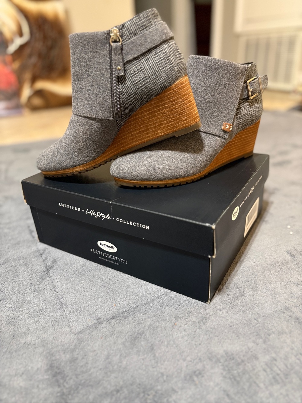 Dr. Scholl's Gray Wedge Ankle Boots